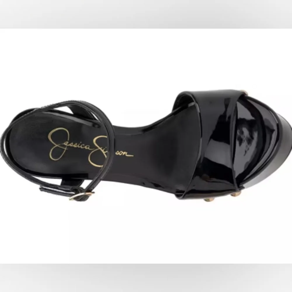 ✨SOLD✨ NEW Jessica Simpson CALENTA Black Patent Platform Sandals Sz 11 - Picture 8 of 10